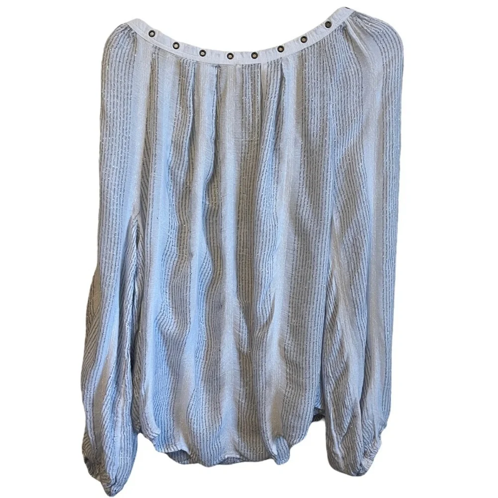 Free People Against all Odds Deep V Neck Blouse Ivory Combo Boho‎ Style Medium